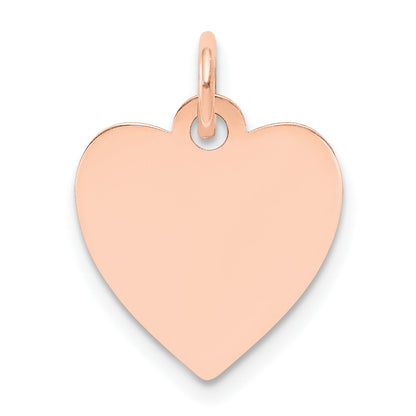 14k Rose Gold 14k Rose Gold Plain .011 Gauge Engraveable Heart Disc Charm
