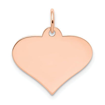 14k Rose Gold 14k Rose Gold Plain .018 Gauge Engraveable Heart Disc Charm
