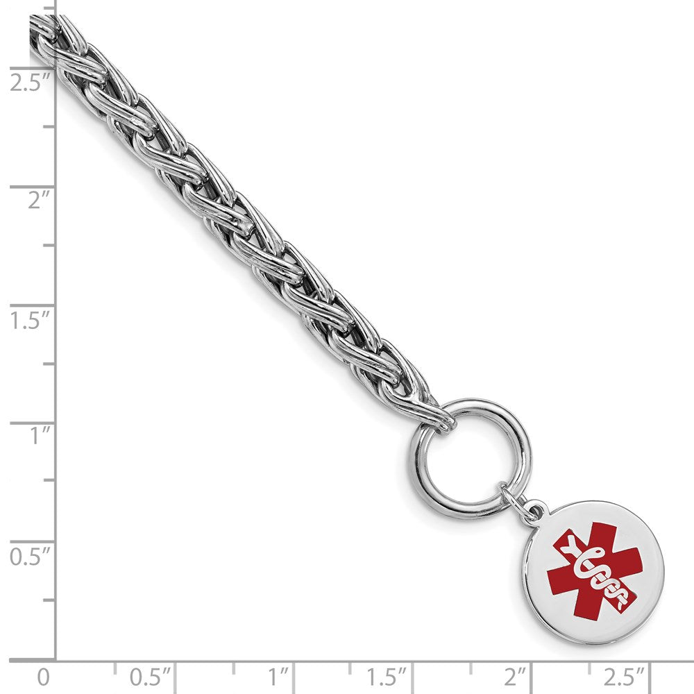 Sterling Silver Rhodium Engraveable Enamel Disc Medical Id Bracelet