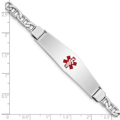 Sterling Silver Rhodium Plated Medical Id Anchor Link Bracelet