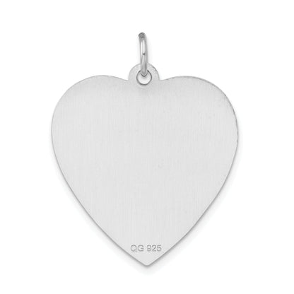 Sterling Silver Rh Pltd Engraveable Enamel Lg.Heart Medical Pendant