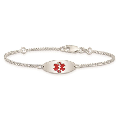 Sterling Silver Rhodium Plated Enamel Medical Jewelry Bracelet