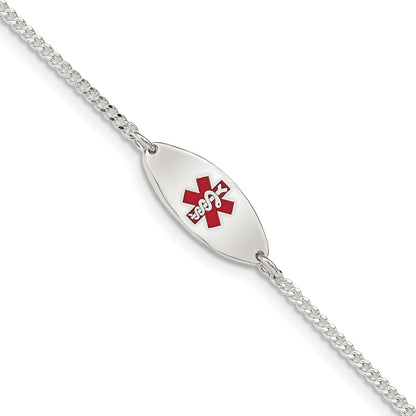 Sterling Silver Rhodium Plated Enamel Medical Jewelry Bracelet