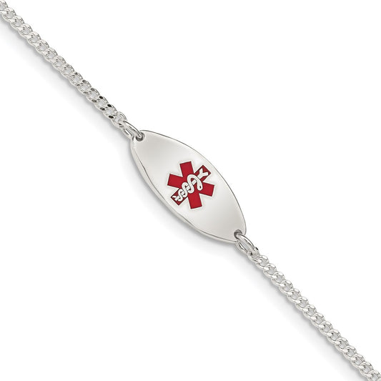 Sterling Silver Rhodium Plated Enamel Medical Jewelry Bracelet