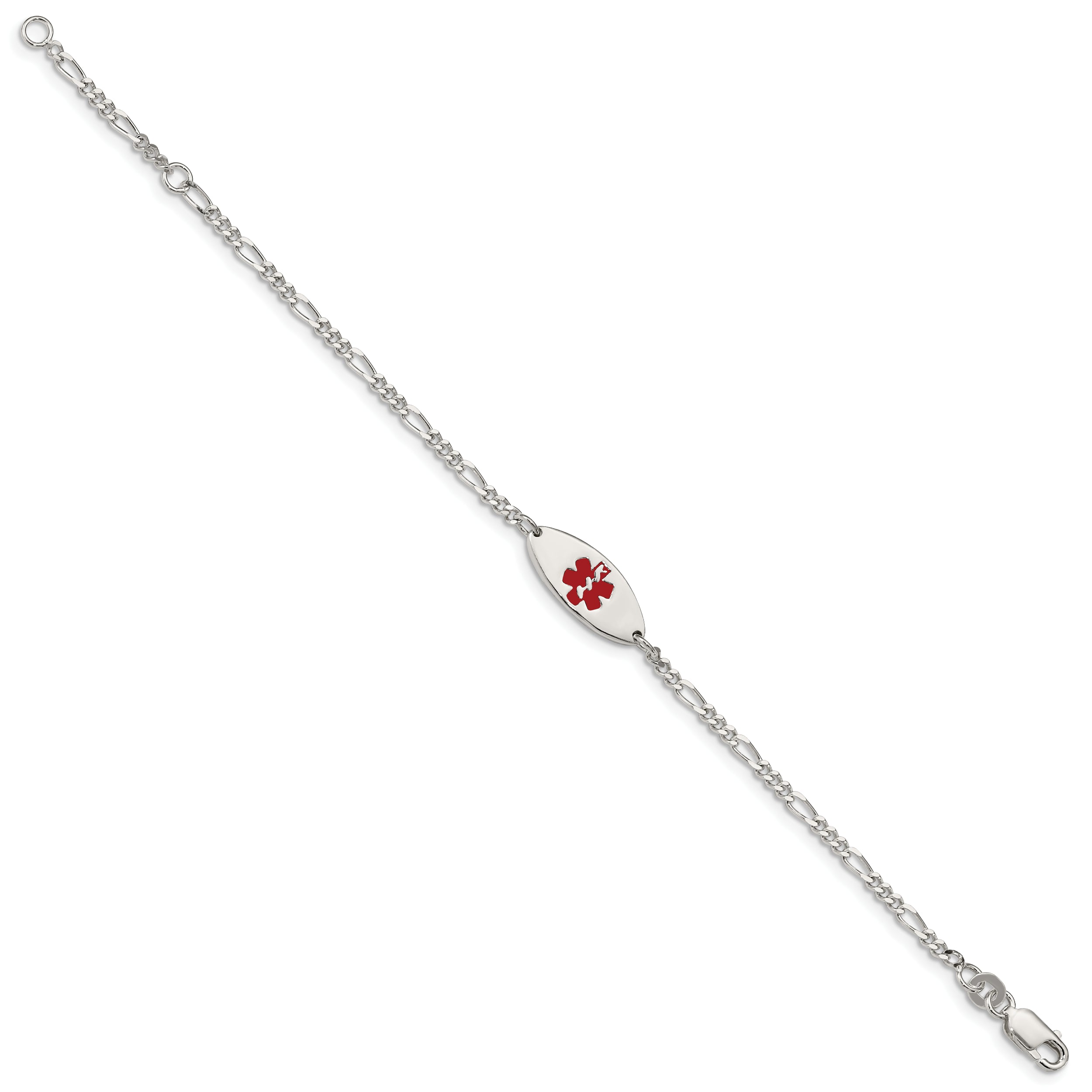 Sterling Silver Rhodium Plated Enamel Medical Jewelry Bracelet