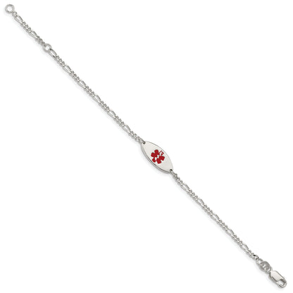 Sterling Silver Rhodium Plated Enamel Medical Jewelry Bracelet