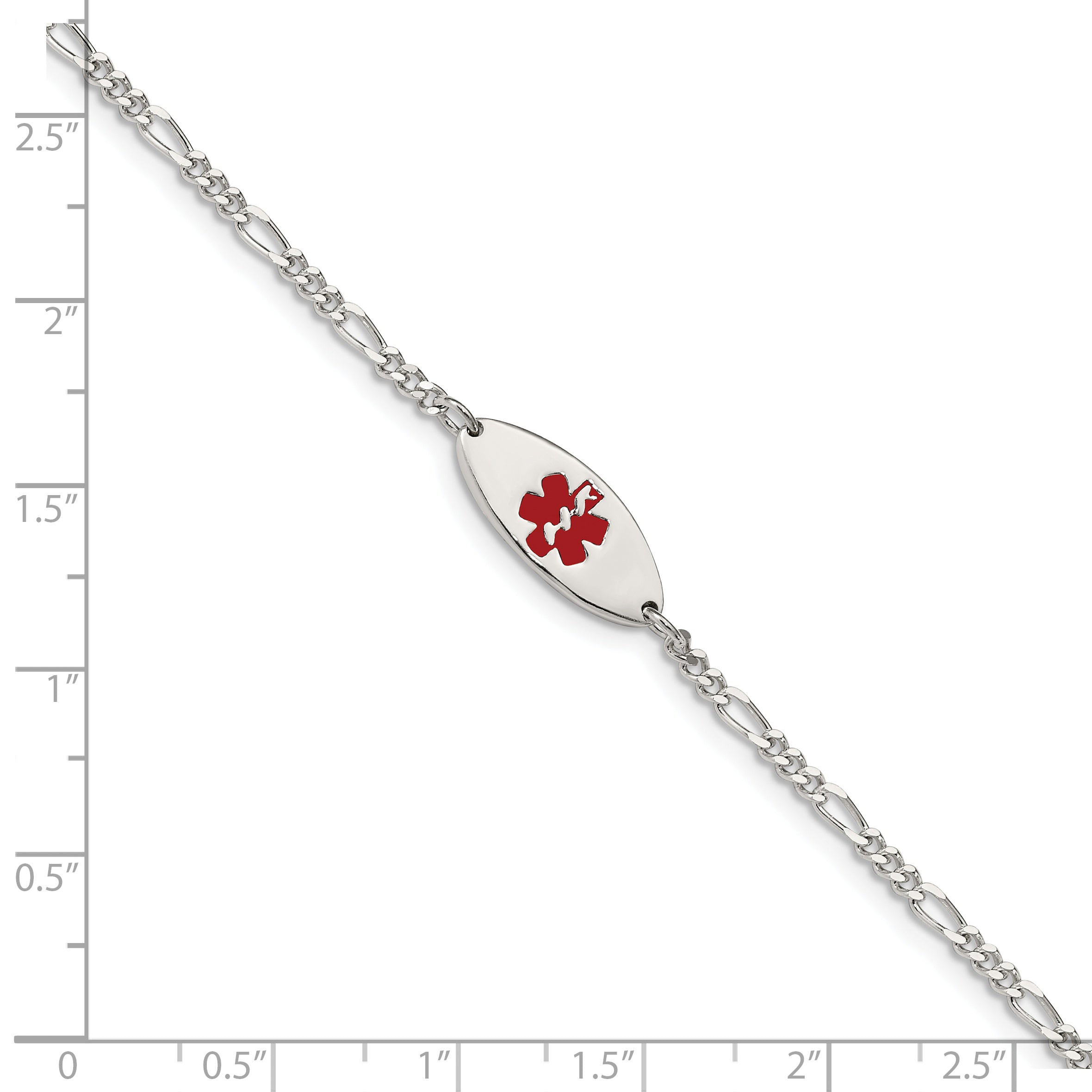 Sterling Silver Rhodium Plated Enamel Medical Jewelry Bracelet