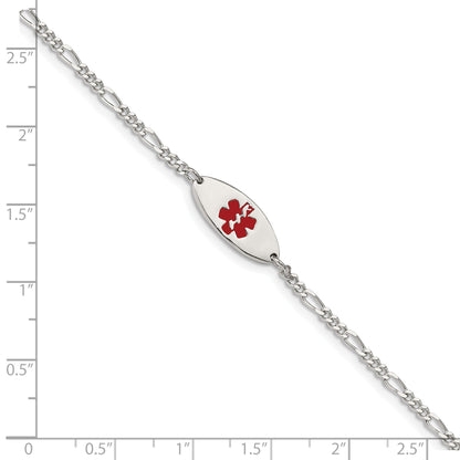 Sterling Silver Rhodium Plated Enamel Medical Jewelry Bracelet