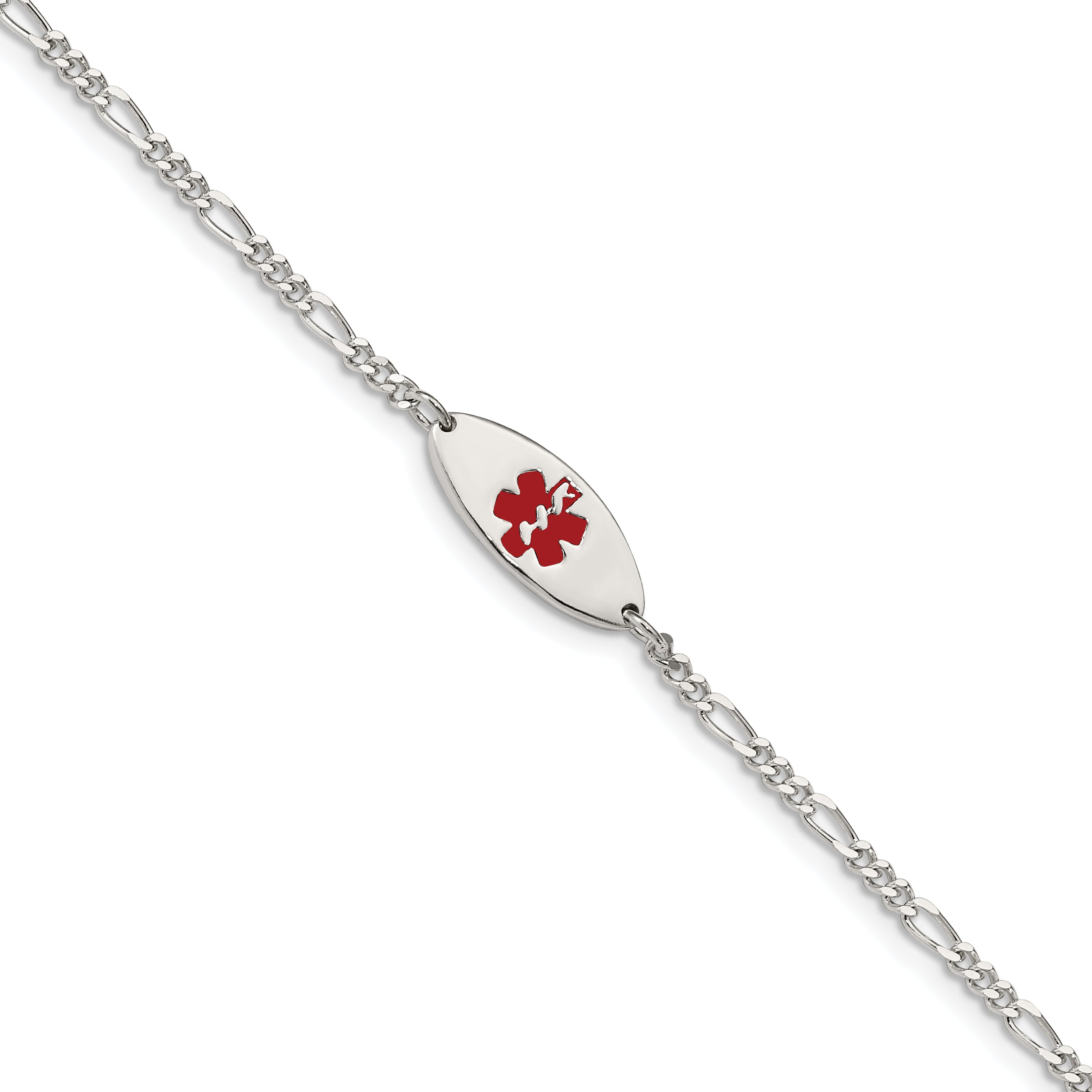Sterling Silver Rhodium Plated Enamel Medical Jewelry Bracelet