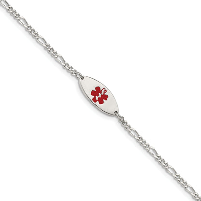 Sterling Silver Rhodium Plated Enamel Medical Jewelry Bracelet