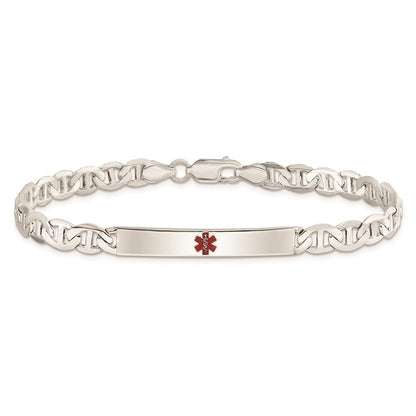 Sterling Silver Polished Medical Anchor Link Id Bracelet
