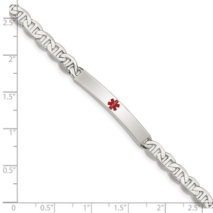 Sterling Silver Polished Medical Anchor Link Id Bracelet