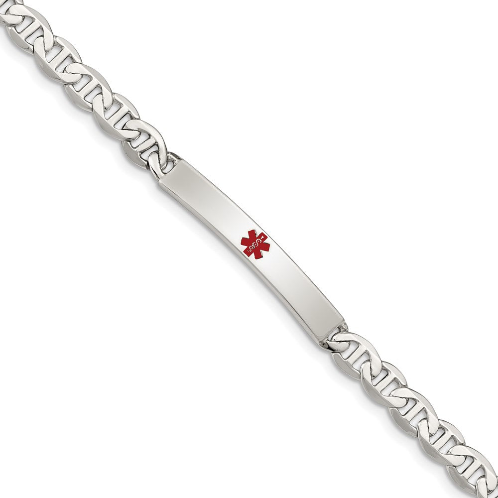 Sterling Silver Polished Medical Anchor Link Id Bracelet