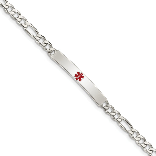 Sterling Silver Polished Medical Figaro Anchor Link Id Bracelet