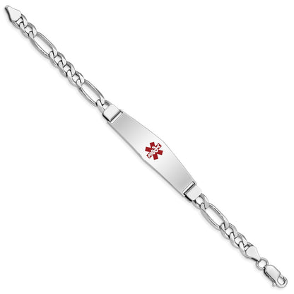 Sterling Silver Rhodium Plated Medical Id Figaro Link Bracelet