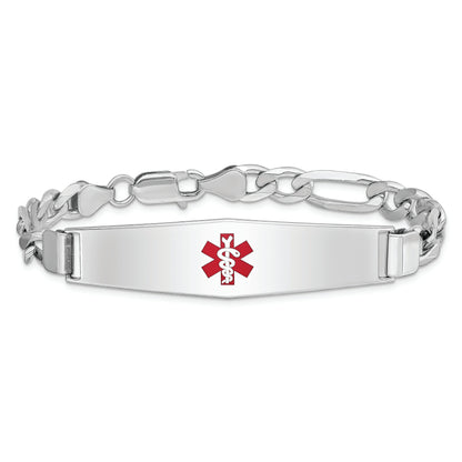 Sterling Silver Rhodium Plated Medical Id Figaro Link Bracelet