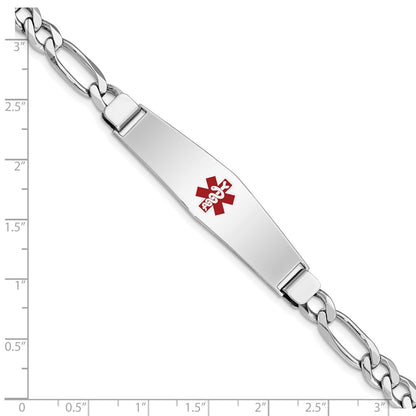 Sterling Silver Rhodium Plated Medical Id Figaro Link Bracelet