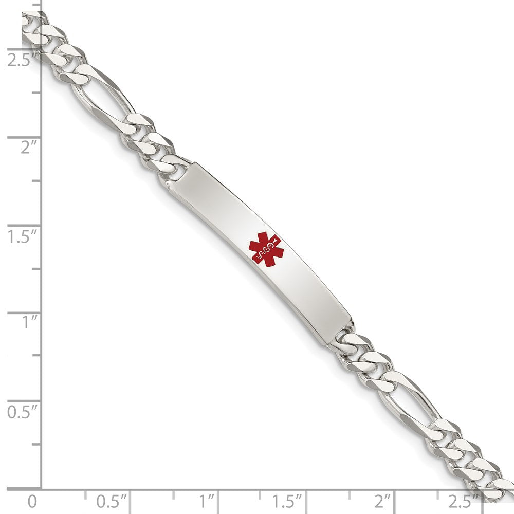 Sterling Silver Polished Medical Figaro Anchor Link Id Bracelet