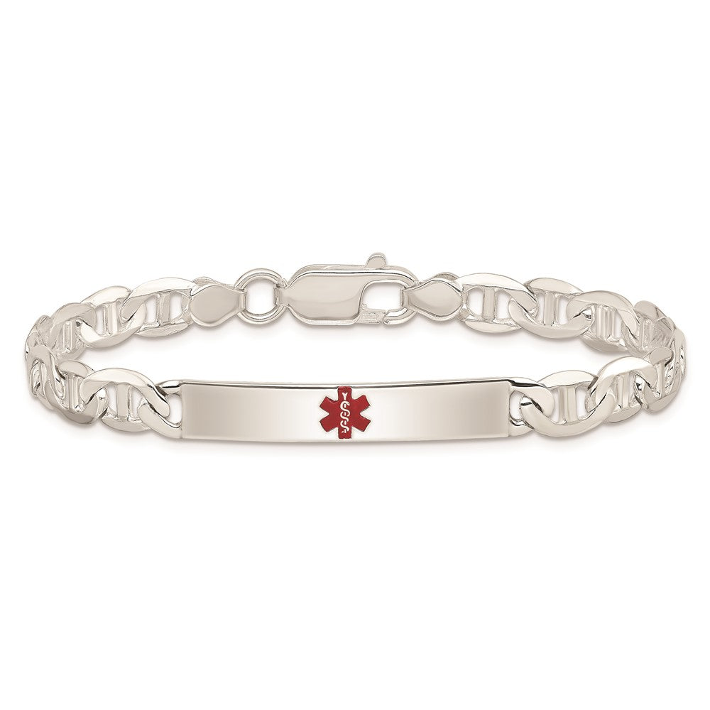 Sterling Silver Polished Medical Anchor Link Id Bracelet
