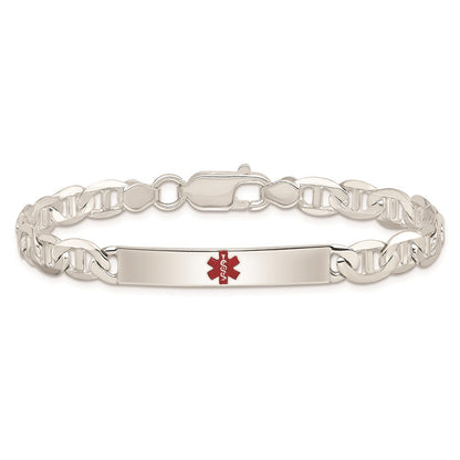 Sterling Silver Polished Medical Anchor Link Id Bracelet