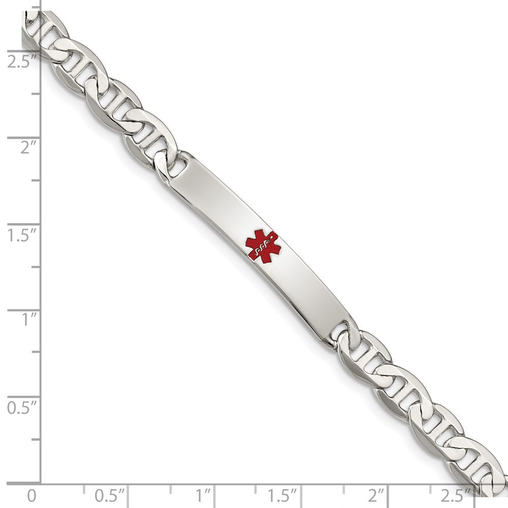 Sterling Silver Polished Medical Anchor Link Id Bracelet