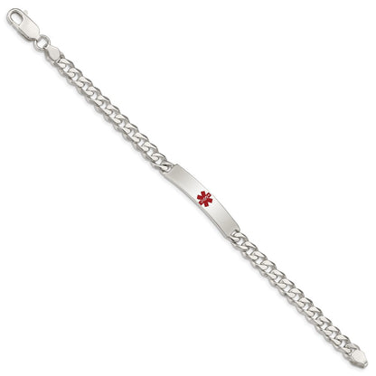 Sterling Silver Polished Medical Curb Link Id Bracelet