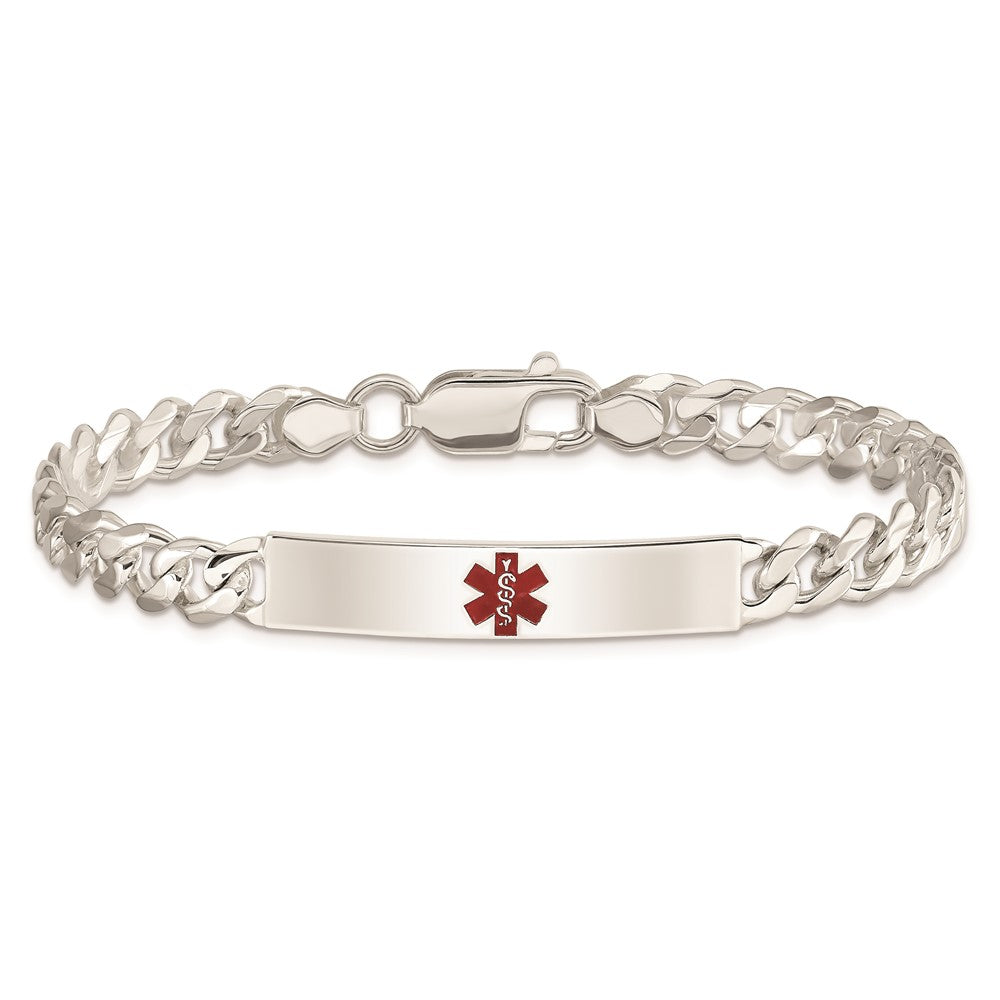 Sterling Silver Polished Medical Curb Link Id Bracelet
