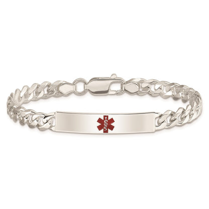 Sterling Silver Polished Medical Curb Link Id Bracelet
