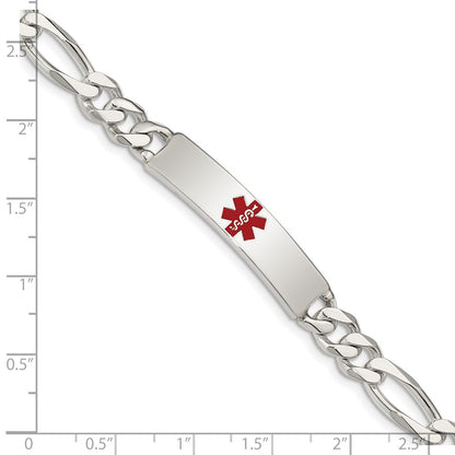 Sterling Silver Polished Medical Figaro Anchor Link Id Bracelet