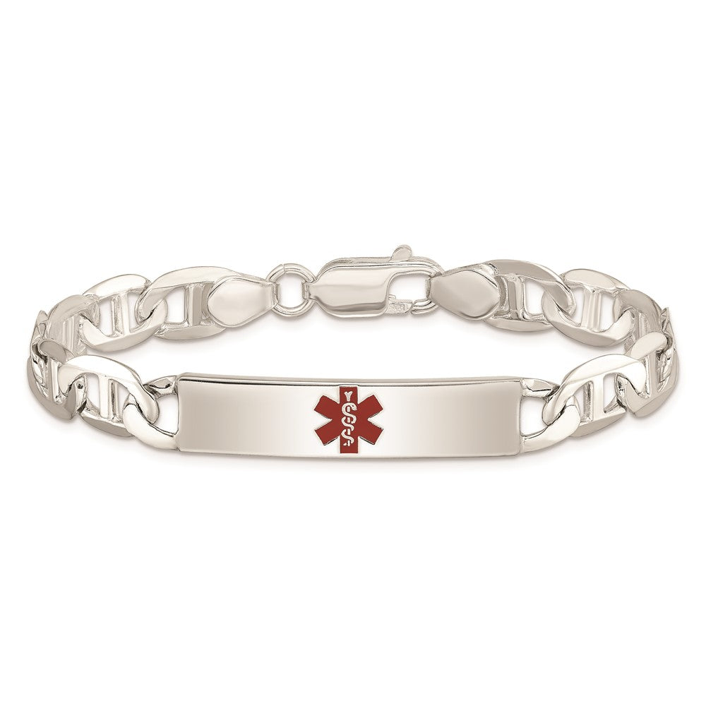 Sterling Silver Polished Medical Anchor Link Id Bracelet