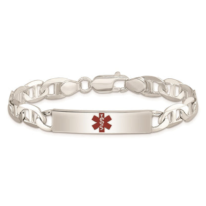 Sterling Silver Polished Medical Anchor Link Id Bracelet