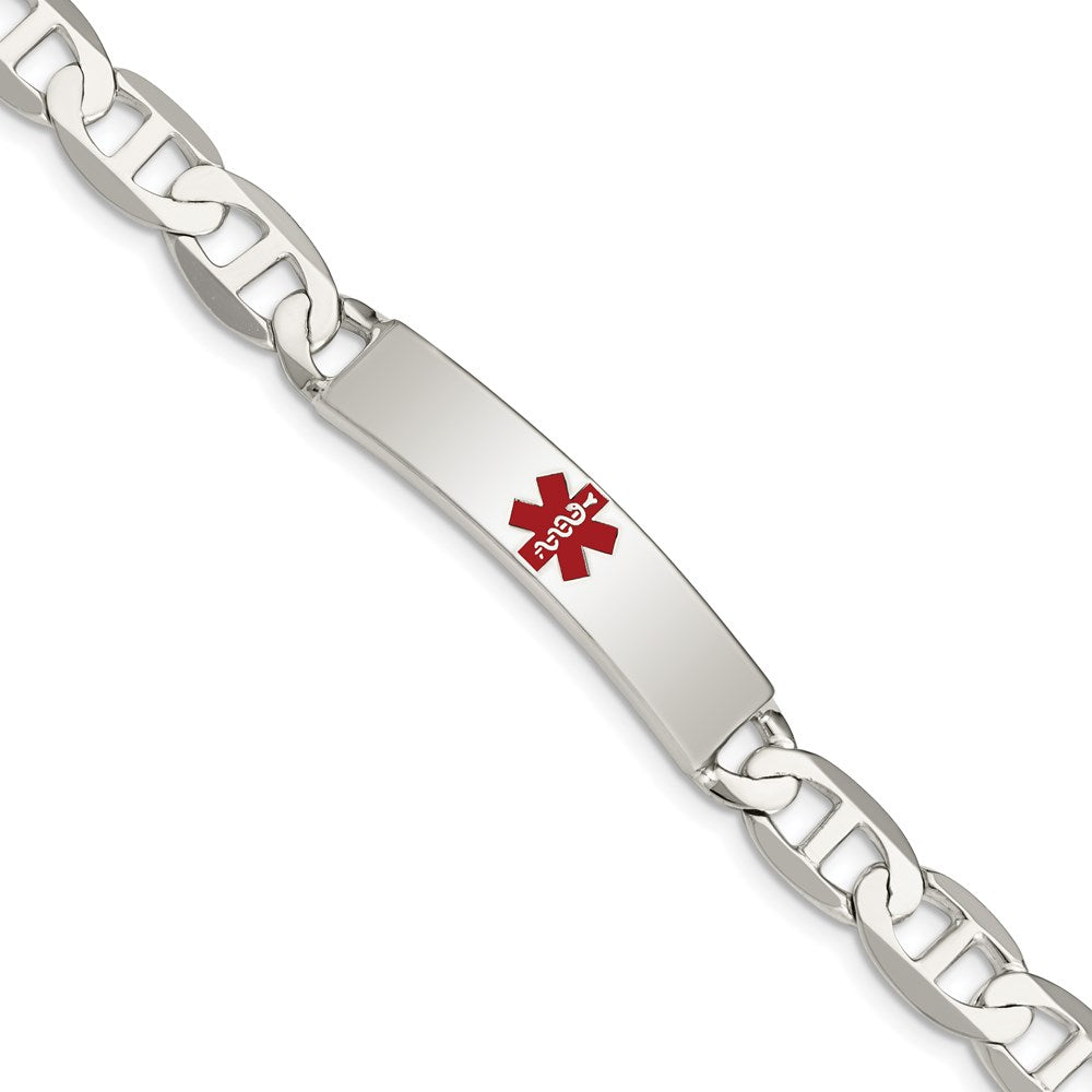 Sterling Silver Polished Medical Anchor Link Id Bracelet