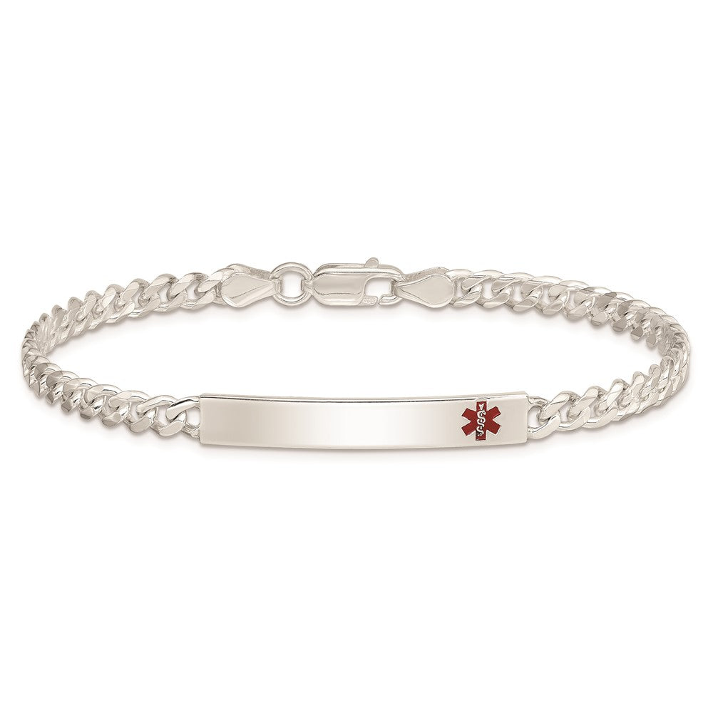 Sterling Silver Polished Medical Curb Link Id Bracelet