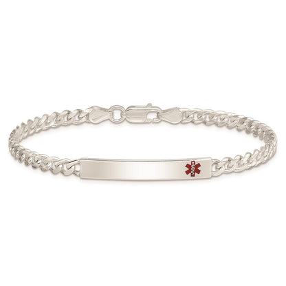 Sterling Silver Polished Medical Curb Link Id Bracelet