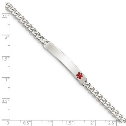 Sterling Silver Polished Medical Curb Link Id Bracelet