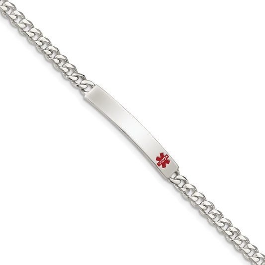 Sterling Silver Polished Medical Curb Link Id Bracelet