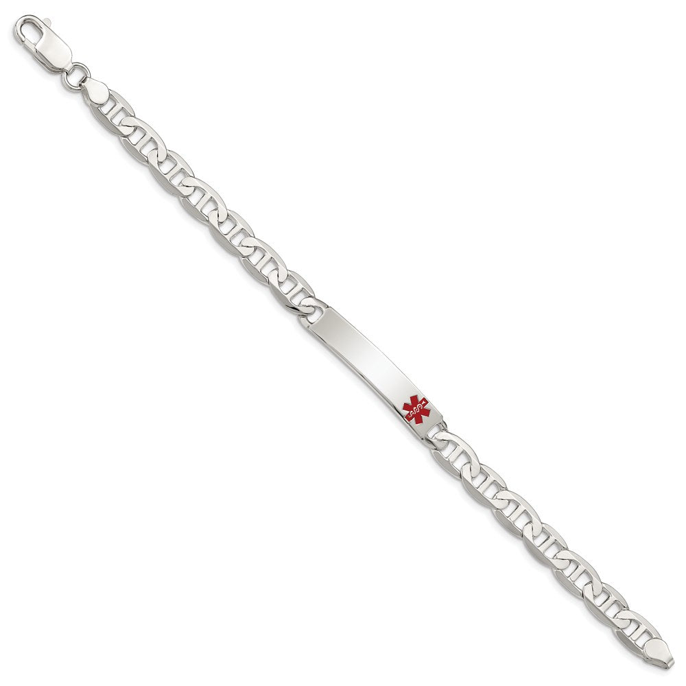 Sterling Silver Polished Medical Anchor Link Id Bracelet