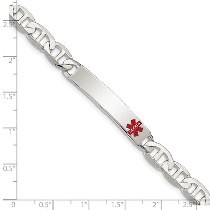 Sterling Silver Polished Medical Anchor Link Id Bracelet