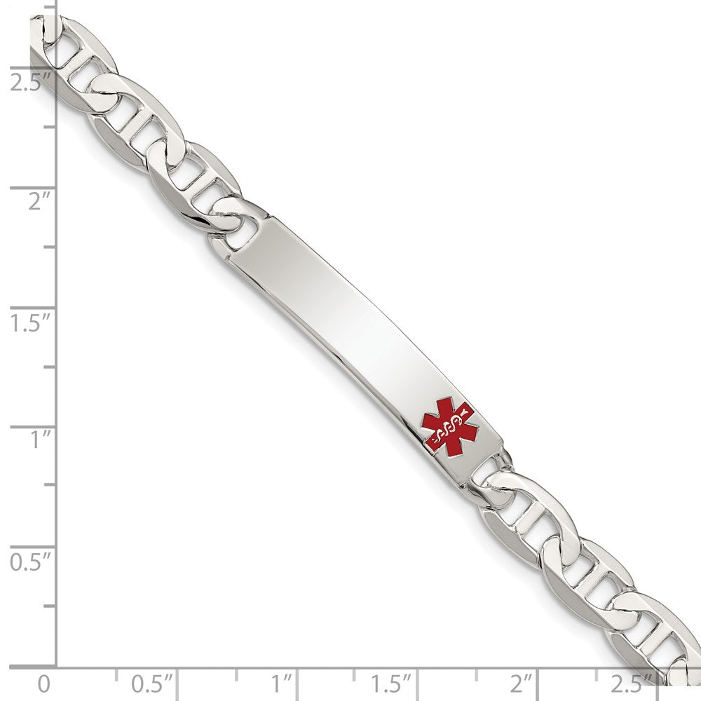 Sterling Silver Polished Medical Anchor Link Id Bracelet