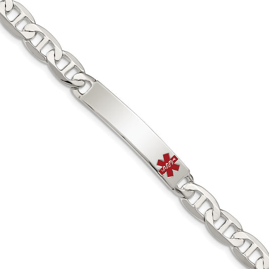 Sterling Silver Polished Medical Anchor Link Id Bracelet