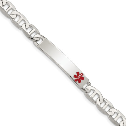 Sterling Silver Polished Medical Anchor Link Id Bracelet