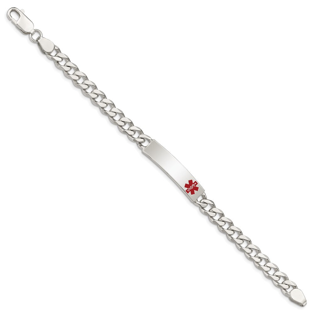 Sterling Silver Polished Medical Curb Link Id Bracelet