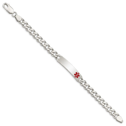 Sterling Silver Polished Medical Curb Link Id Bracelet