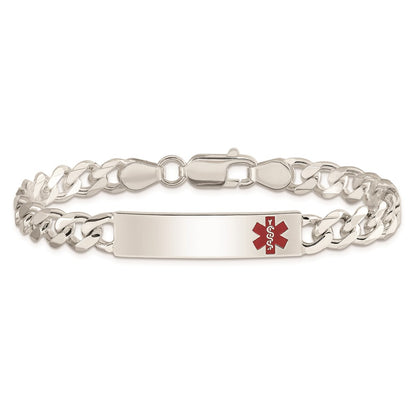 Sterling Silver Polished Medical Curb Link Id Bracelet