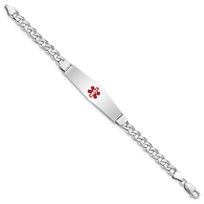 Sterling Silver Rhodium Plated Medical Id Curb Link Bracelet