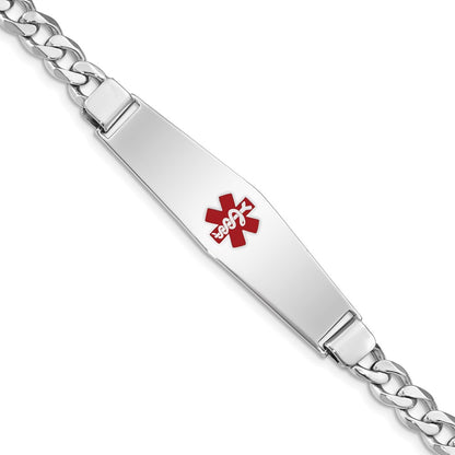Sterling Silver Rhodium Plated Medical Id Curb Link Bracelet