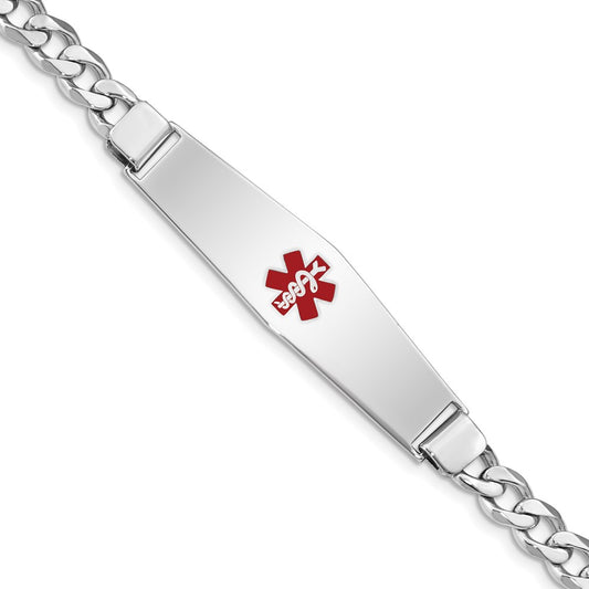 Sterling Silver Rhodium Plated Medical Id Curb Link Bracelet