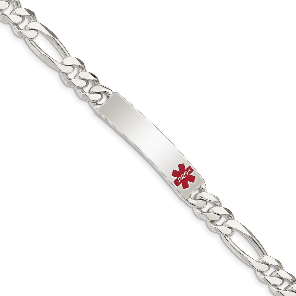 Sterling Silver Polished Medical Figaro Anchor Link Id Bracelet