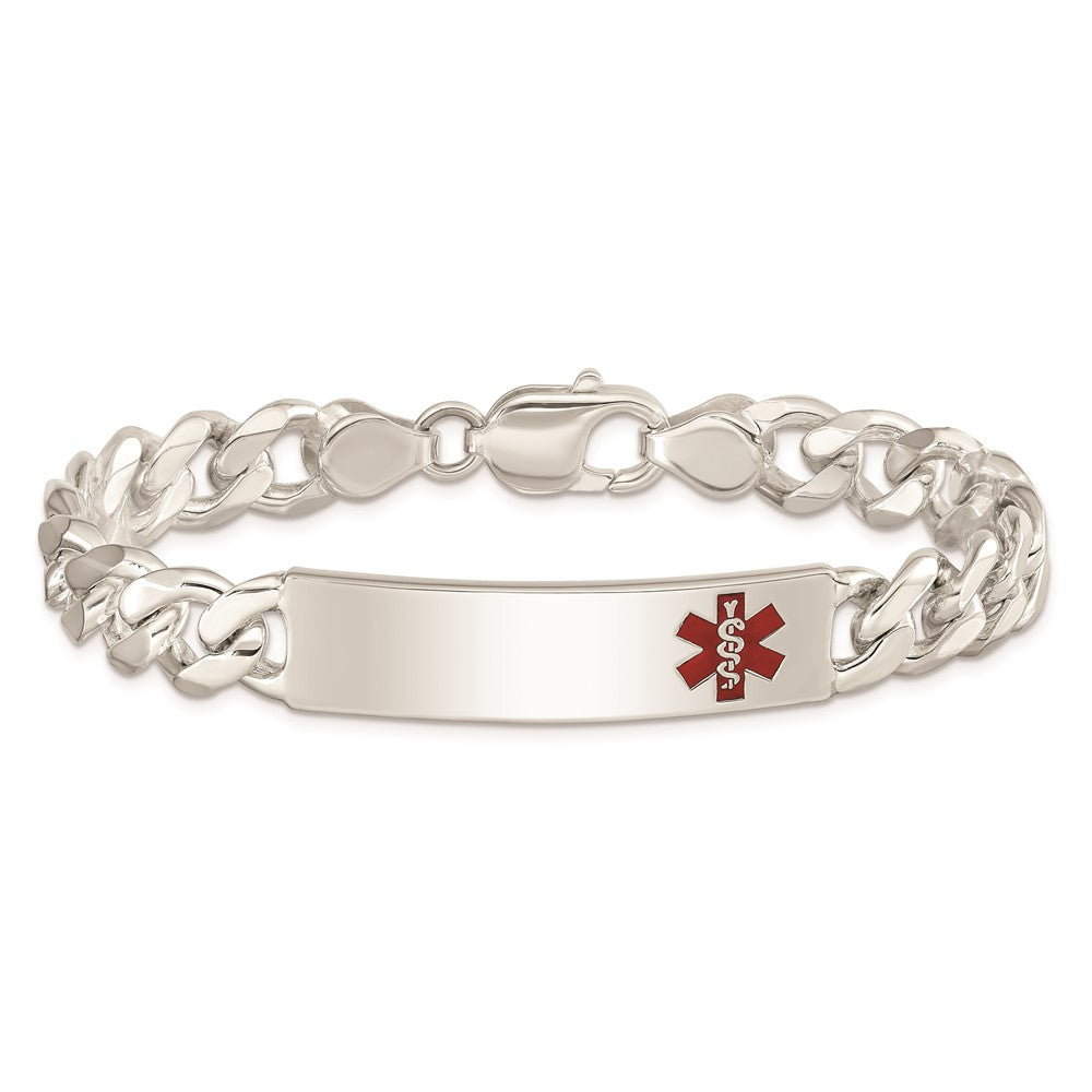 Sterling Silver Polished Medical Curb Link Id Bracelet