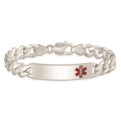 Sterling Silver Polished Medical Curb Link Id Bracelet
